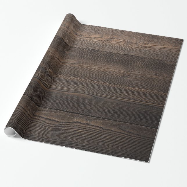 Rustik Mörk brun WOOD LOOK struktur Presentpapper (Utrullad)