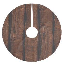 Rustik mörk brunträ julgransmatta borstad polyester