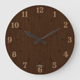 Rustik Mörk Grainy Wood-look Clock Stor Klocka