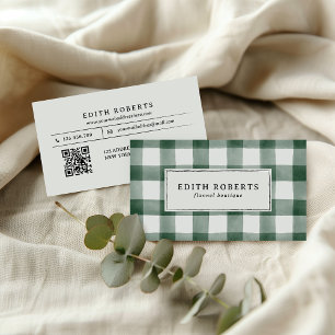 Rustik Mörk grönt vattenfärg Buffalo Play QRCODE Visitkort