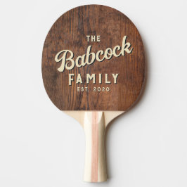 Rustik Mörk Valnötsträ Retro Familjenamn & År Pingisracket