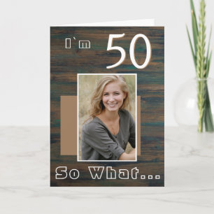 Rustik Mörk Wood Inspirational 50:e födelsedagsfot Kort