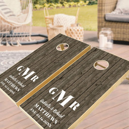 Rustik Mörk Wood Three Brev Par Monogram