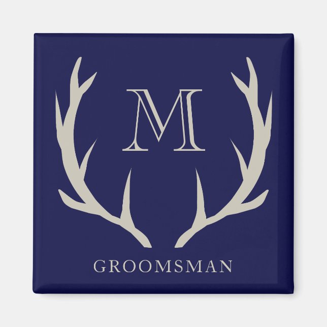 Rustik mörkblå hjorthornskräddad present till brud magnet (Framsidan)