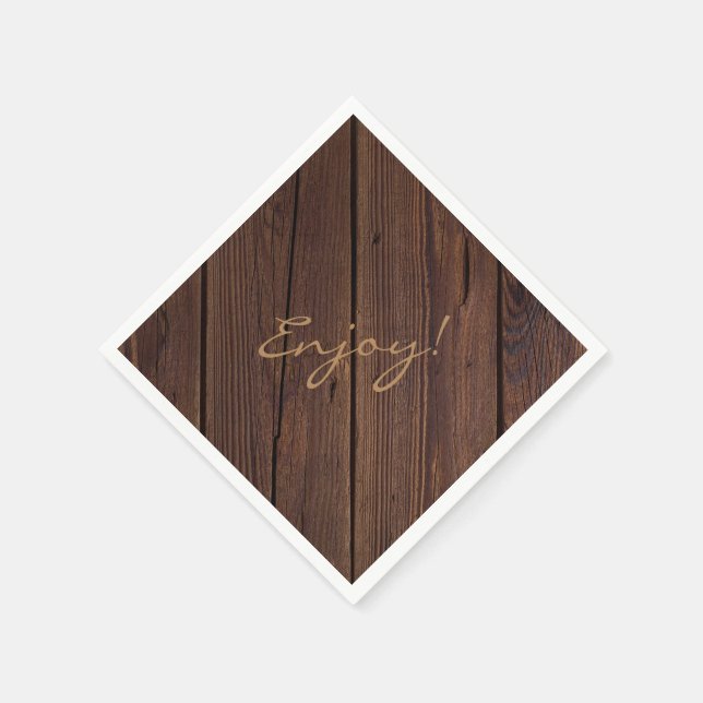 Rustik mörkbrun trä trästaket lantlig stil pappersservett (Hörn)