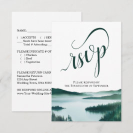Rustik Mountain Lake Elegant Script Bröllop OSA Kort