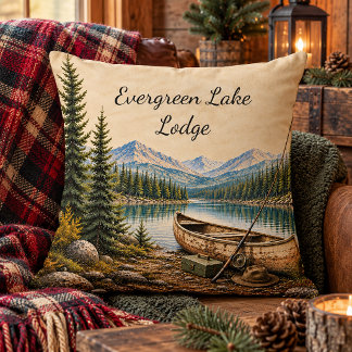 Rustik Mountain Lake Lodge Inspirerad Kanot | Kudde