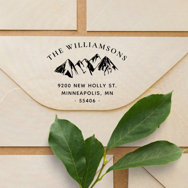 Rustik Mountain liggande Anpassningsbar Returadres Självfärgande Stämpel (Skapare uppladdad)