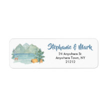 Rustik Mountain Watercolor Äventyr Begin Bröllop