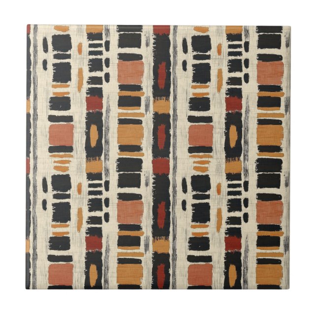 Rustik Mudcloth Geometrisk Mönster (1) Kakelplatta (Framsidan)