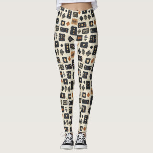 Rustik Mudcloth Geometrisk Mönster (1) Leggings