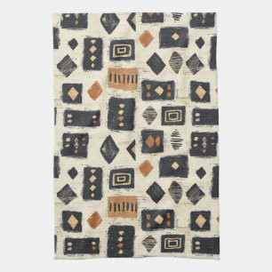 Rustik Mudcloth Geometrisk Mönster (2) Kökshandduk