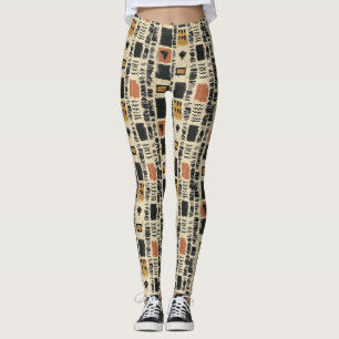 Rustik Mudcloth Geometrisk Mönster (2) Leggings