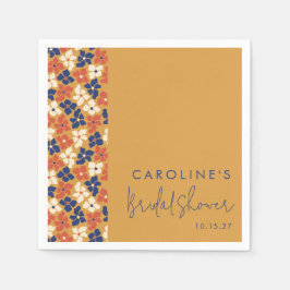 Rustik Mustard Blå Botanisk Bröllopsdusch Anpassad Pappersservett