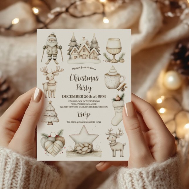 Rustik Mysig Blå Julfest Inbjudningar (Skapare uppladdad)