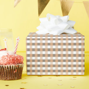Rustik Mysig Neutral Brun Gingham Presentpapper