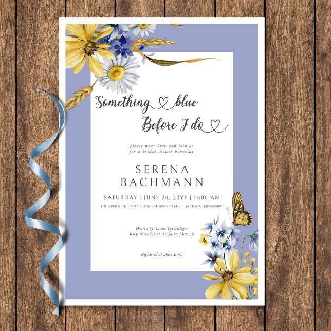 Rustik något blått innan jag gör Möhippa Inbjudningar (Rustic Something Blue Before I Do Bridal Shower Invitation)