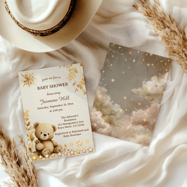 Rustik Nalle Baby Shower old Stars Inbjudningar (Skapare uppladdad)