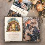 Rustik Nativitet Scene Photo Collage jul Helgkort<br><div class="desc">Julkort i elegant med ett vackert föredömligt illustrationsfält med anpassadets julmeddelande. Lägg bara till din text på den här lättåtkomliga användan och lägg till kortet med dina favoritfoton för att göra det till ett helgdag av typen "one-of-a-natura"-kort.</div>