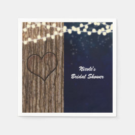 Rustik natt hjärta i träd bröllop pappersservett