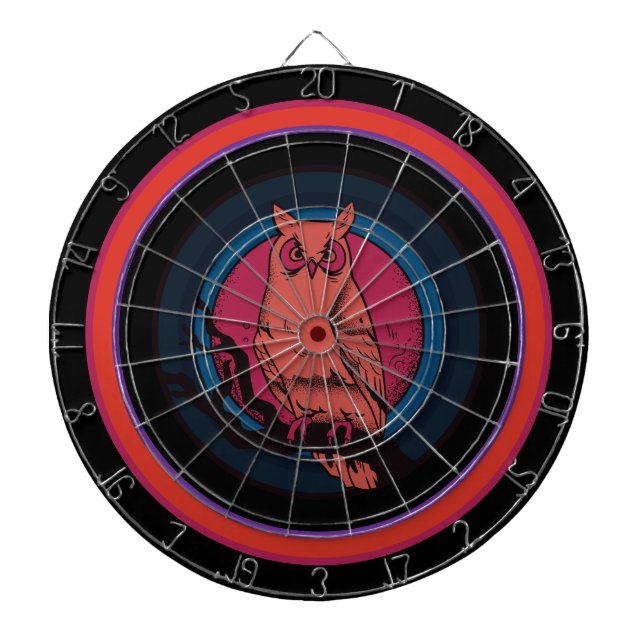 Rustik nattlig uggla specialtryckt dartboard darttavla (Framsidan)