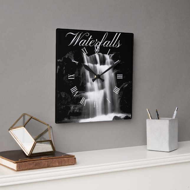 Rustik natur liggande vattenfall fyrkantig klocka (Kontor)