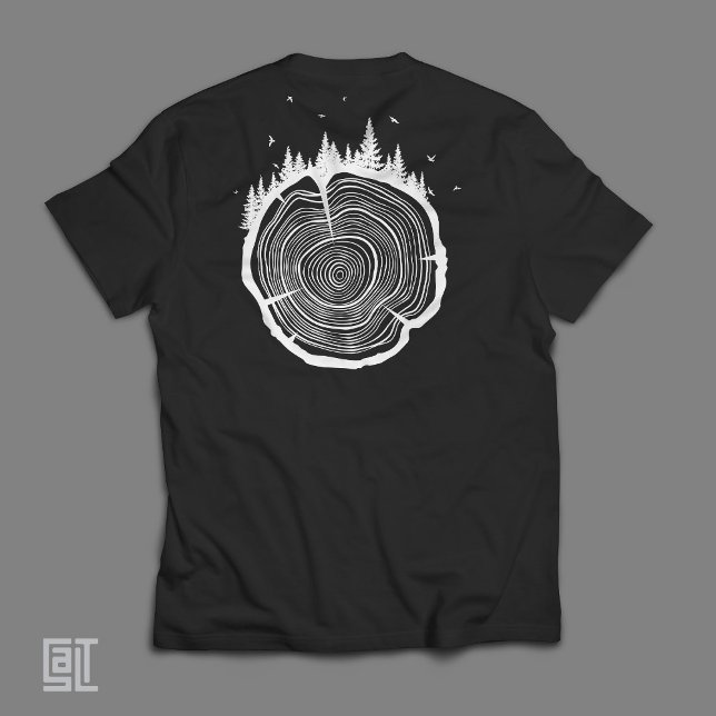 Rustik Natur Trädringar Skogssilhuett  T Shirt (Skapare uppladdad)