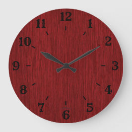 Rustik Natural Grainy Red Wood-look Clock Stor Klocka