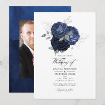 Rustik Navy och Falskt Glitter Silver Blommig Bröl