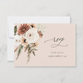 Rustik Neutral Boho Blommig med måltid RSVP S2 - B OSA Kort