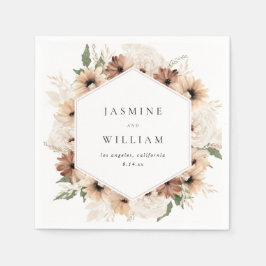 Rustik Neutral Boho Blommig Namn S2 Pappersservett