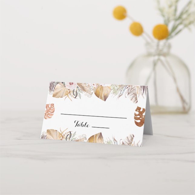 Rustik Neutral Boho Bröllop Placeringskort (Framsida)