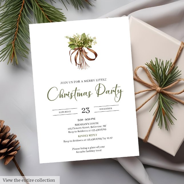 Rustik Neutral Jordnära Vattenfärg Minimalist Xmas Inbjudningar (Rustic Neutral Earthy Watercolor Minimalist Xmas Party Invitation)