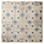 Rustik Neutralt Blått Pappert skrivarkeramiskt pla Kakelplatta<br><div class="desc">Rustic faux struktur i neutralt färg & Blue vintage mönster på en antika tidningsbakgrund skapar ett jordbrukshus och en keramiskt keramiskt dekorera. 100 % kundtillfredsställelse med "Zazzle" varje dag.</div>