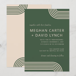 Rustik Neutralt Grönt Arched Modern Bröllop Inbjudningar