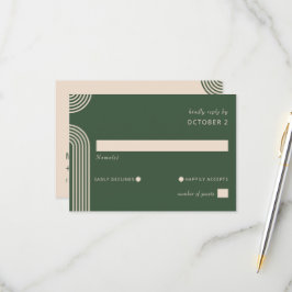 Rustik Neutralt Grönt Arched Modern Bröllop OSA Kort