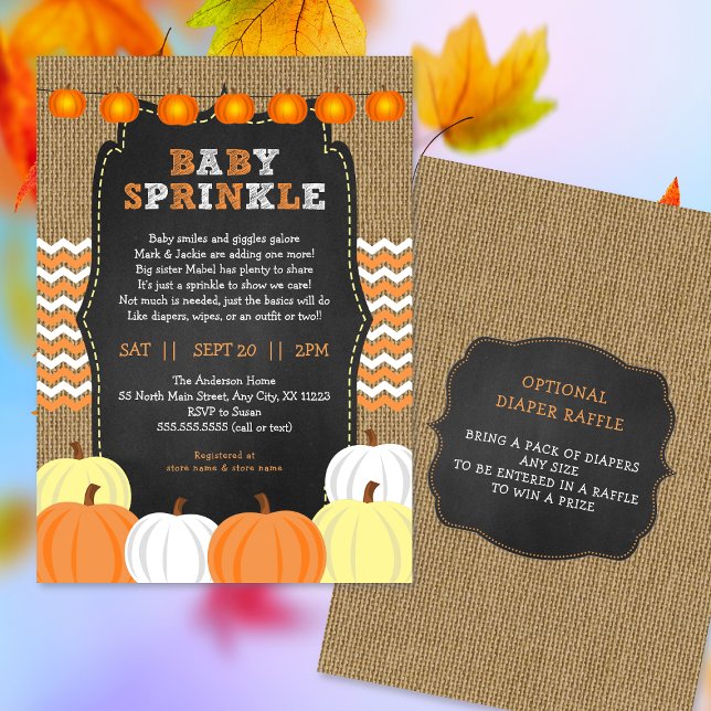 Rustik Neutralt Pumpkin baby sprinkle-inbjudan Inbjudningar (Skapare uppladdad)