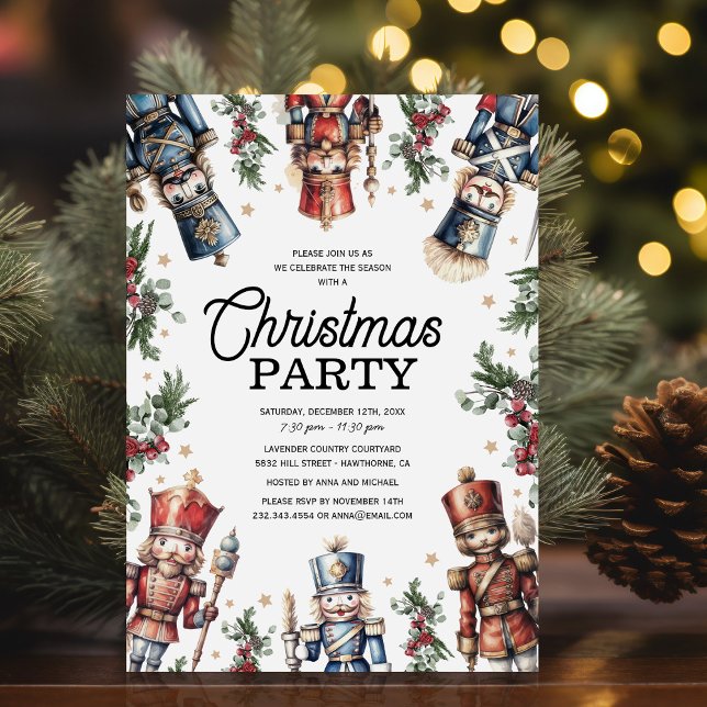 Rustik Nötknäckare Julfirande Party Inbjudningar (Skapare uppladdad)