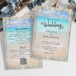 Rustik Ocean Beach Wedding QR-kod Alla i en Inbjudningar