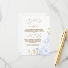 Rustik och elegant Blommigt dammig guld Bröllop Tilläggskort