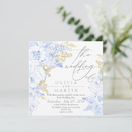 Rustik och elegant Blommigtarna Guld Bröllop Inbjudningar