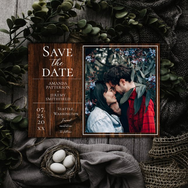 Rustik och enkel fotospara datumet spara datumet (Rustic and Simple Photo Save the Date)