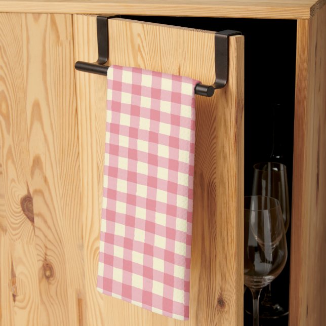 Rustik Ofullkomlig Gingham Plaid Farmhouse Djup Ro Kökshandduk (Thirds Fold)