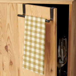 Rustik Ofullkomlig Gingham Plaid Gård Hus Senap Kökshandduk