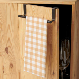 Rustik Ofullkomlig Gingham Plaid Gårdshus Aprikos Kökshandduk