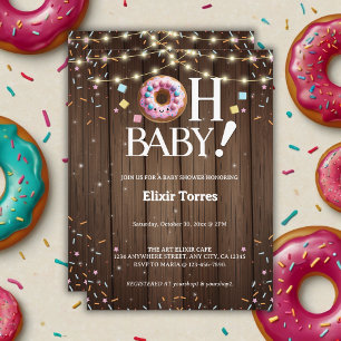Rustik Oh Baby Munk och Strössel Kawaii Barnkalas Inbjudningar