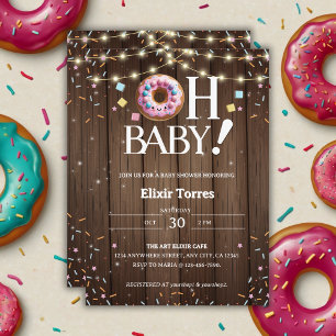 Rustik Oh Baby Munk & Strössel Kawaii Barnkalas Inbjudningar