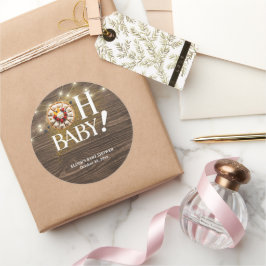 Rustik Oh Baby Söta Lilla Paj Baby Shower Runt Klistermärke