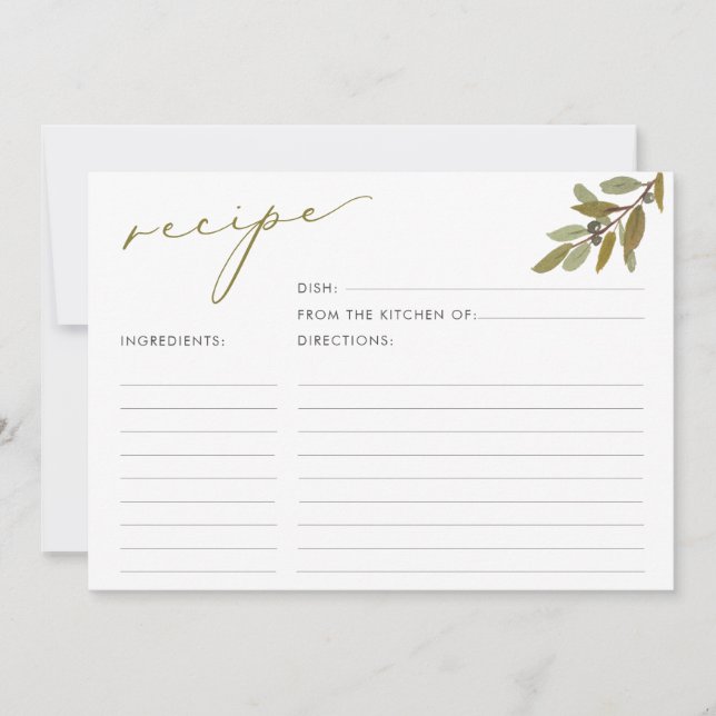 Rustik Olife Script Möhippa Recipe Card Inbjudningar (Framsida)