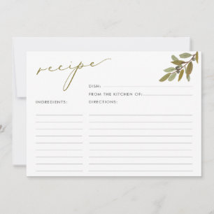 Rustik Olife Script Möhippa Recipe Card Inbjudningar